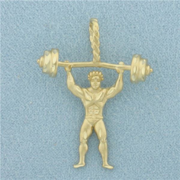 Weightlifter Pendant in 14k Yellow Gold
