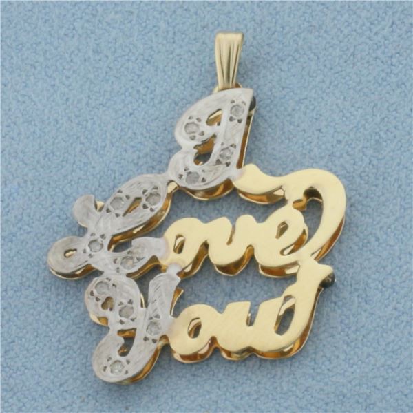 Diamond "I Love You" Pendant in 14k Yellow Gold