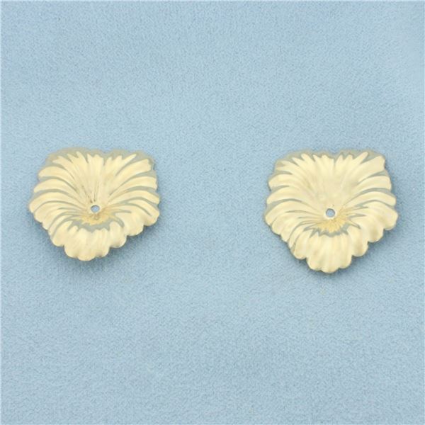 Leaf Stud Earring Jacket Enhancers in 14k Yellow Gold