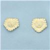 Image 1 : Leaf Stud Earring Jacket Enhancers in 14k Yellow Gold