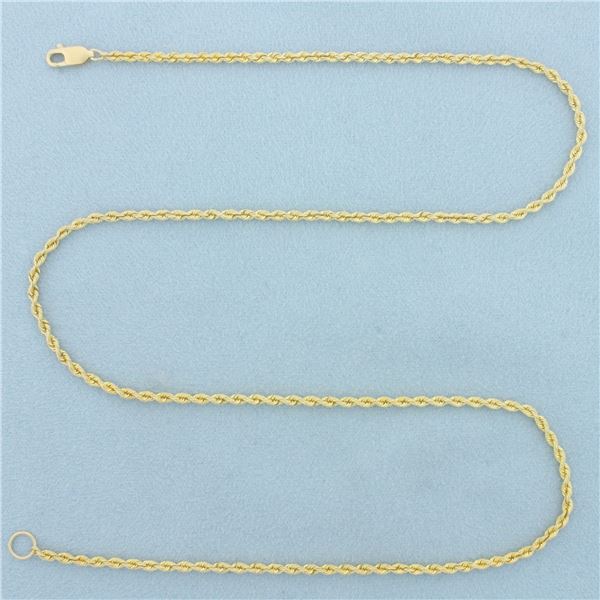 20 Inch Rope Link Chain Necklace in 14k Yellow Gold