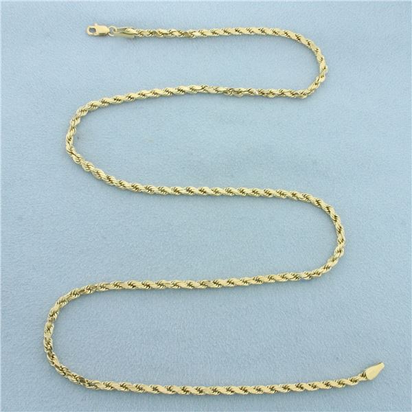 20 Inch Rope Link Chain Necklace in 14k Yellow Gold