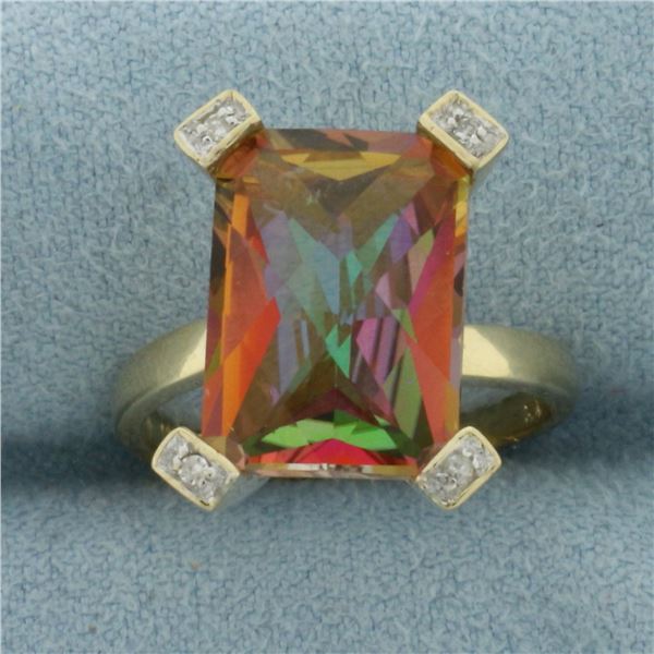 Mystic Topaz and Diamond Ring in 10k Yellow Gold