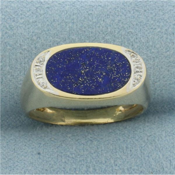 Lapis Lazuli and Diamond Ring in 14k Yellow Gold
