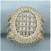 Image 1 : Mens Emerald and Round Cut CZ Statement Ring in 14k Yellow Gold