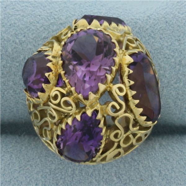 Amethyst Bombe Ring in 14k Yellow Gold