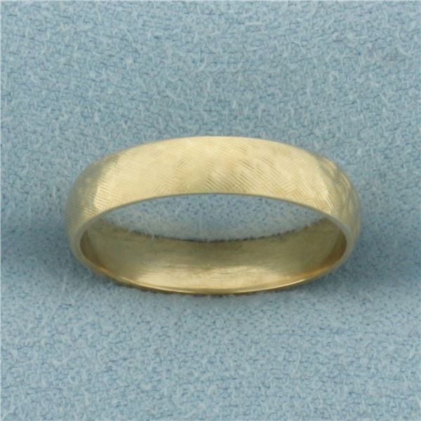 Crosshatch Finish Wedding Band Ring in 14k Yellow Gold