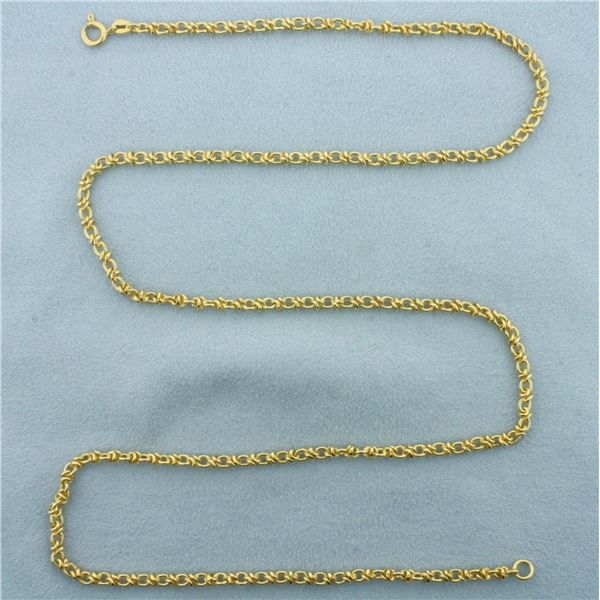 24 Inch Fancy Rolo Byzantine Link Chain Necklace in 18k Yellow Gold