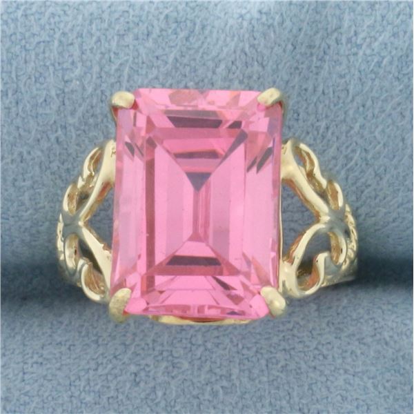 Pink Topaz Filigree Ring in 10K Yellow Gold
