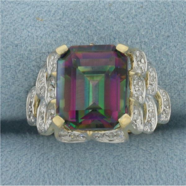 Mystic Topaz and Diamond Ring in 10K Yellow Gold