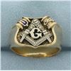 Image 1 : Mens Vintage Masonic Ring in 10K Yellow Gold