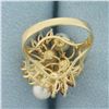 Image 4 : Ruby, Pearl, and Diamond Ring in 14k Yellow Gold