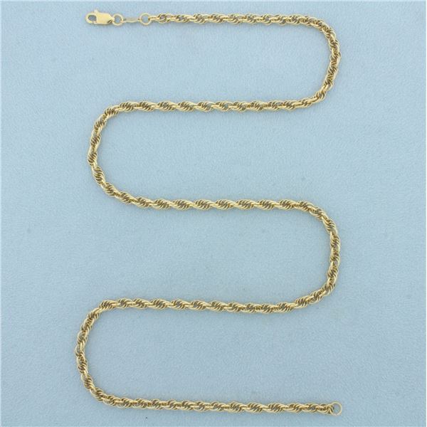 21 Inch Rope Link Chain Necklace in 14k Yellow Gold