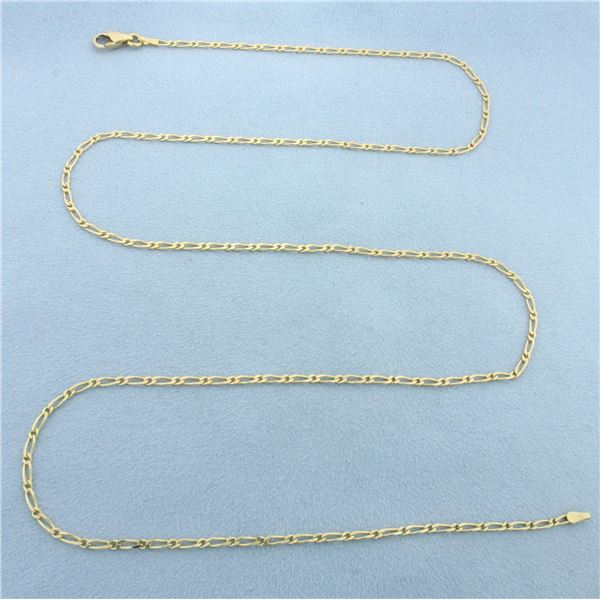 26 Inch Figaro Link Chain Necklace in 14k Yellow Gold