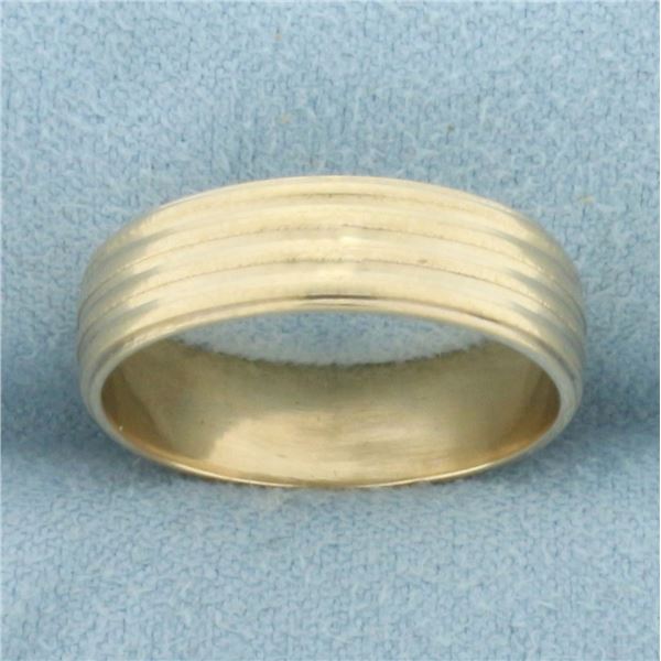 Banded Design Wedding Band Ring in 14k Yellow Gold