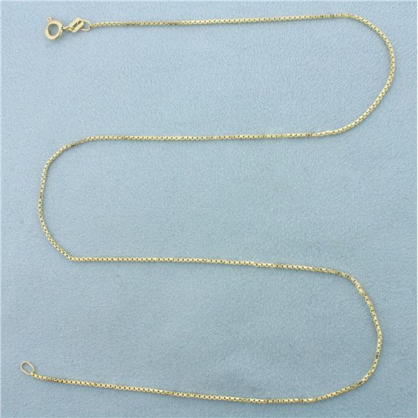 18 Inch Box Link  Chain Necklace in 14k Yellow Gold