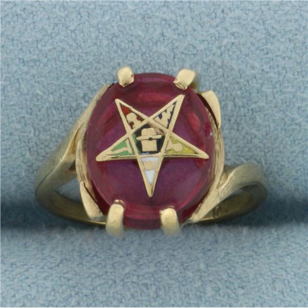 Vintage Eastern Star Masonic Ring in 10k Yellow Gold