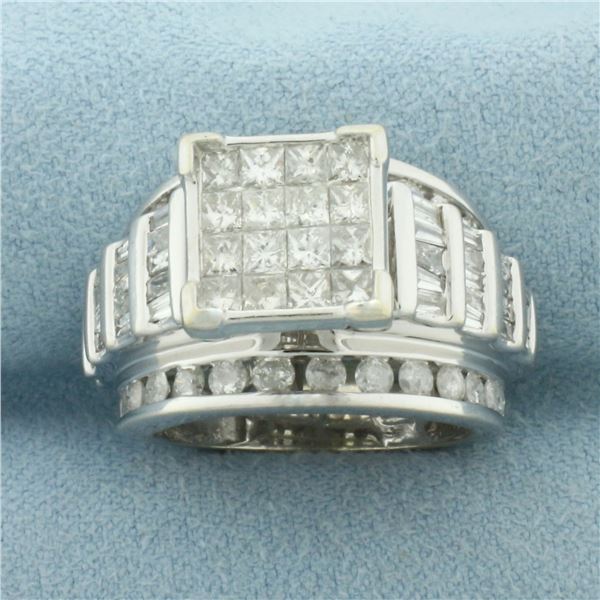 Invisible Set Diamond Ring in 14k White Gold