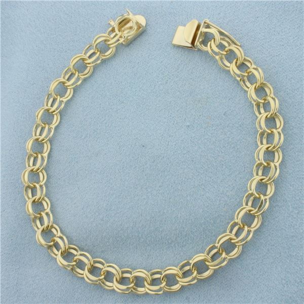 Double Loop Charm Bracelet in 14k Yellow Gold