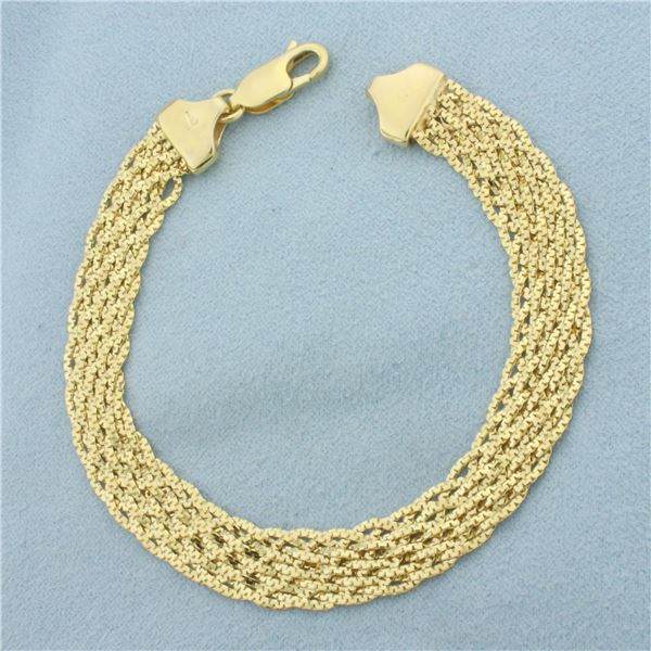 Italian Woven Boston Link Bracelet in 14k Yellow Gold