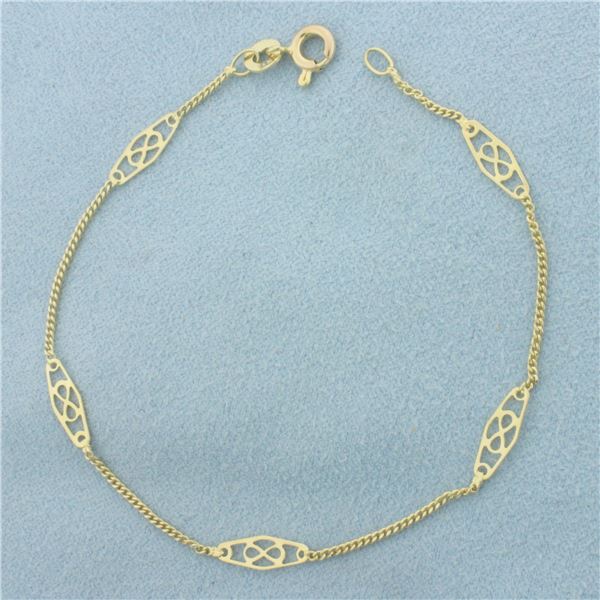Infinity Station Link Bracelet in 14k Yellow Gold