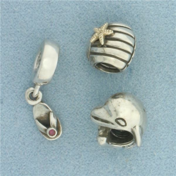 Pandora Sea Life Beach Charms Set of 3 in Sterling Silver