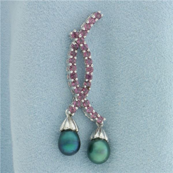 Morganite and Pearl Pendant in 10k White Gold