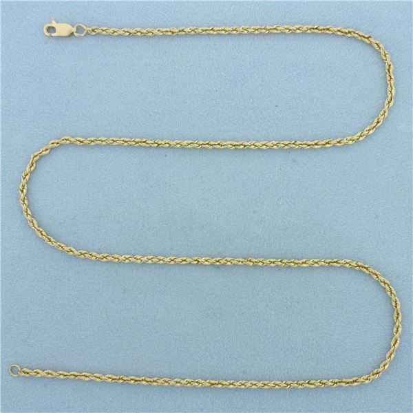 20 Inch Rope Link Chain Necklace in 14k Yellow Gold