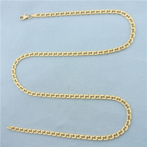 21 Inch Italian Fancy Curb Link Chain Necklace in 14k Yellow Gold