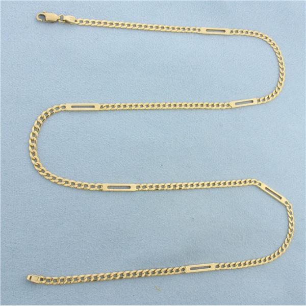 21 Inch Italian Curb Link Bar Chain in 14k Yellow Gold