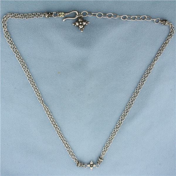 Barbara Bixby Flower Adjustable Double Chain in Sterling Silver and 18k Yellow Gold