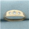 Image 1 : Mens 3-Stone Diamond Flush Set Wedding Ring in 14k Yellow Gold