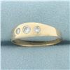 Image 2 : Mens 3-Stone Diamond Flush Set Wedding Ring in 14k Yellow Gold