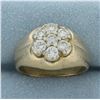 Image 1 : Diamond Target Flower Ring in 14k Yellow Gold