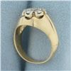 Image 3 : Diamond Target Flower Ring in 14k Yellow Gold