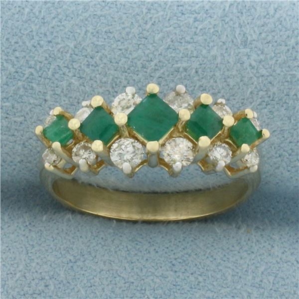 Emerald and Diamond Ring in 14k Yellow Gold