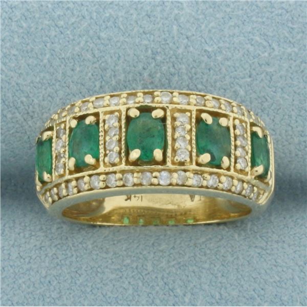 Emerald and Diamond Ring in 14k Yellow Gold