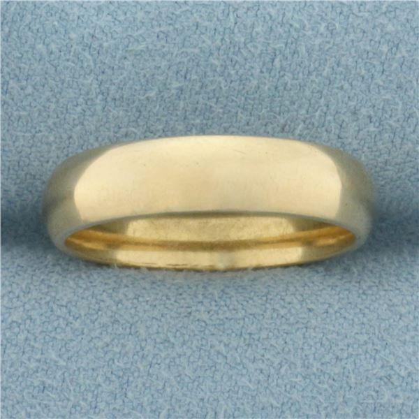 Mens Half Dome Wedding Band Ring in 14k Yellow Gold