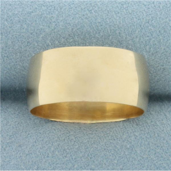 Mens Wide Half Dome Wedding Band Ring in 14k Yellow Gold
