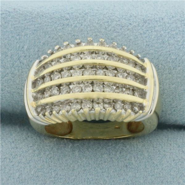 5-Row Diamond Ring in 14k Yellow Gold