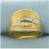 Image 1 : Wave Design Diamond Ring in 18k Yellow Gold