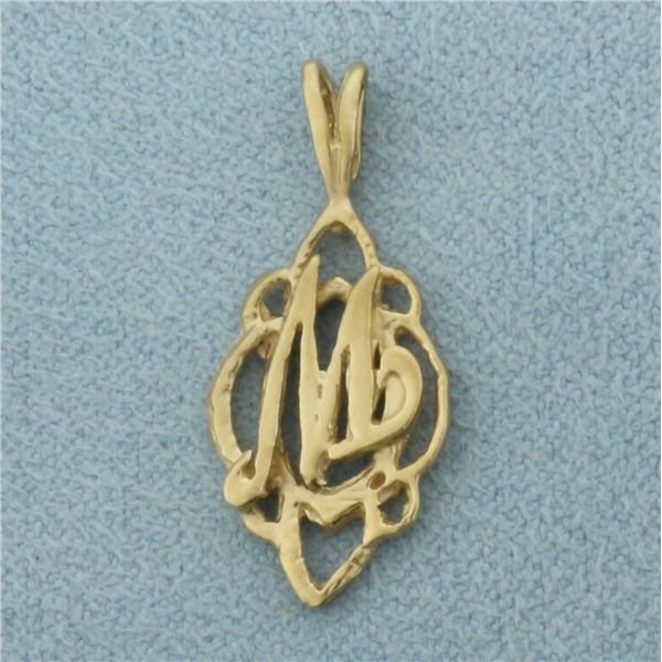 M Initial Pendant in 14k Yellow Gold