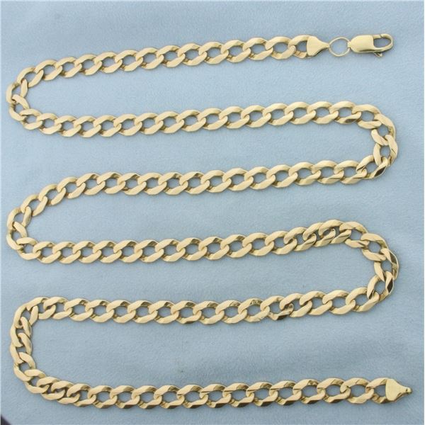 Long 37 Inch Curb Link Chain Necklace in 10k Yellow Gold