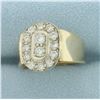 Image 2 : Diamond Halo Target Ring in 14k Yellow Gold