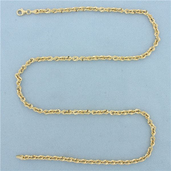 20 Inch Italian Twisting Curb Link Chain Necklace in 14k Yellow Gold
