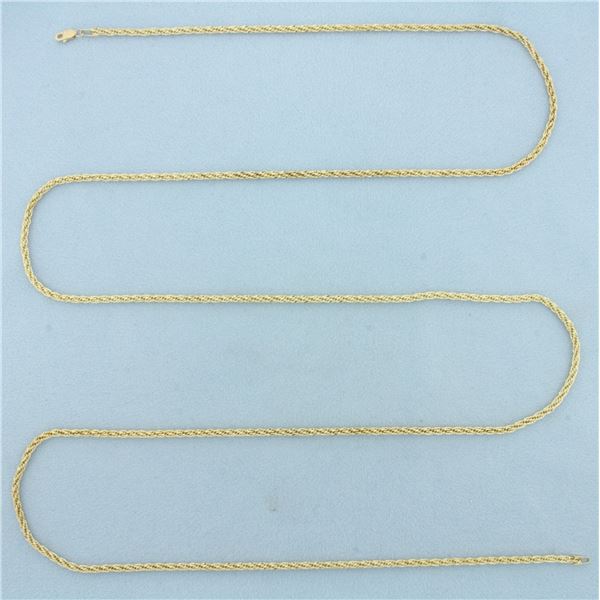 37 Inch Twisting Rope Link Chain Necklace in 14k Yellow Gold