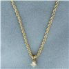 Image 1 : Diamond Solitaire Necklace in 14k Yellow Gold