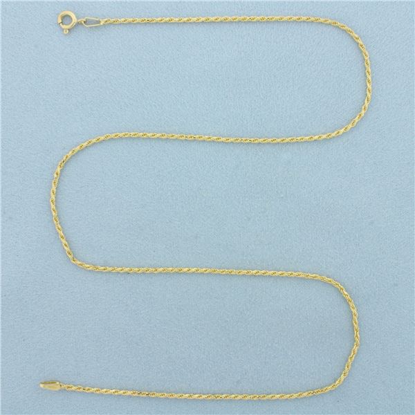 16 Inch Italian Rope Link Chain Necklace in 18k Yellow Gold