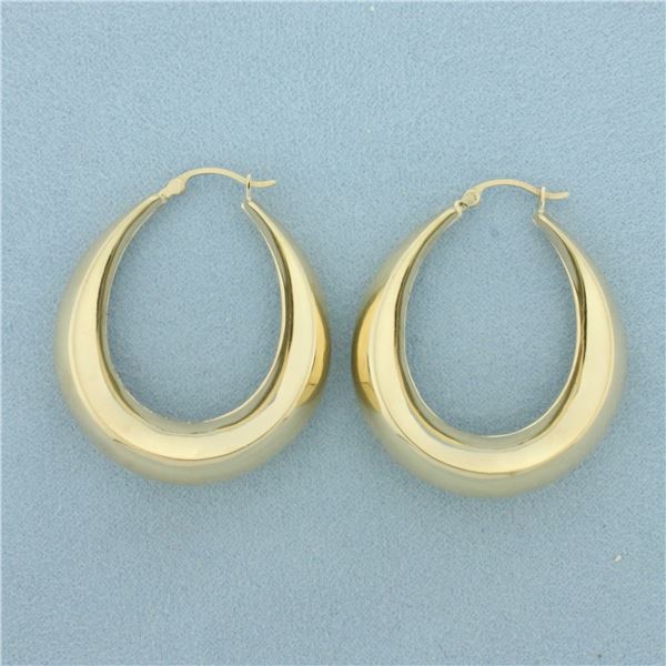Puffy Crescent Hoop Earrings in 10k Yellow Gold