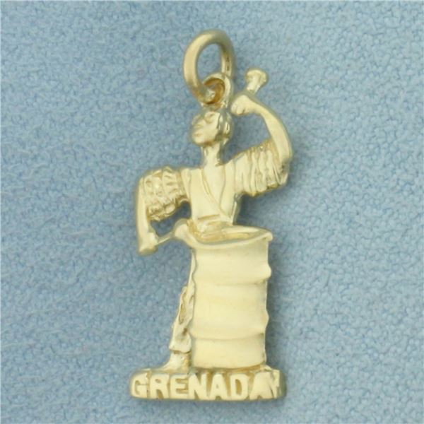 Grenada Steel Drummer Charm in 14k Yellow Gold